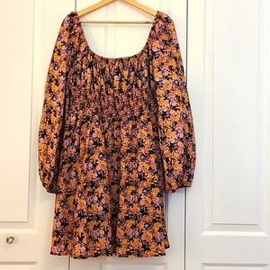 WRAY NYC Smocked Floral Mini Baby Doll Dress Size XL